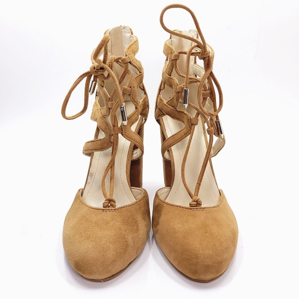 Marc Fisher Shellie Lace Up D'Orsay High Heel Pump Tan Brown Suede Leather Sz 6 - Picture 6 of 12